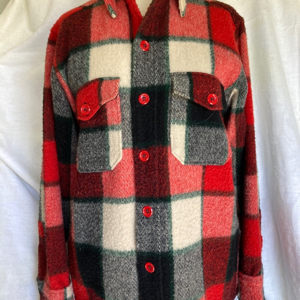 LL BEAN vintage wool box plaid shacket~